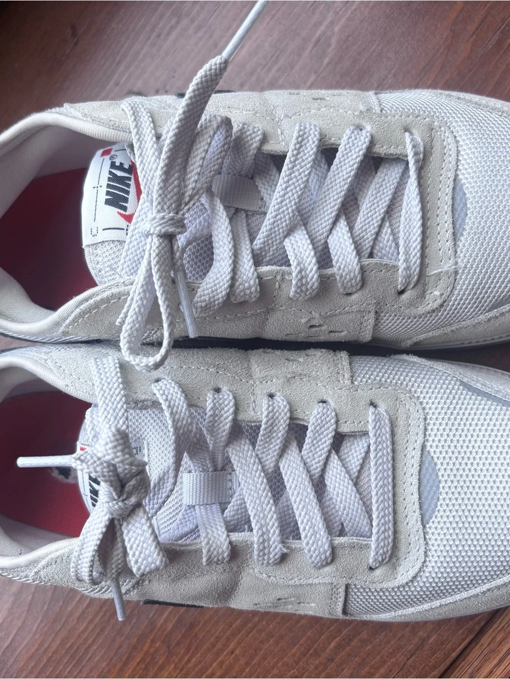 Nike Kids Light Gray and White Lace-Up Sneakers